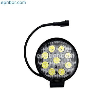 ФС 02709CF-31 круглая, рассеянный, АМР 2-pin, 27Вт, 10-30V (КЭП)` Фара светодиодная 2000Lm, 9Epistar